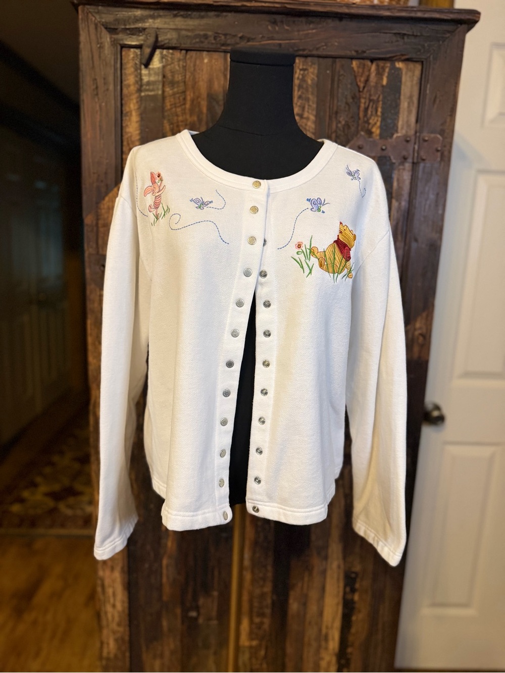 Disney Store 90’s Winnie the Pooh Piglet Embroidered Cardigan Sweatshirt 1X